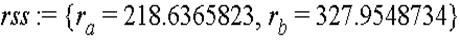 rss := {r[a] = 218.6365823, r[b] = 327.9548734}