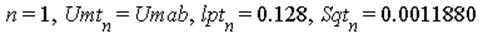 n = 1, Umt[n] = Umab, lpt[n] = .128, Sqt[n] = 0.11880e-2