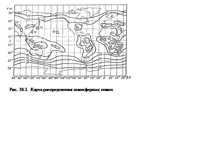 Подпись:  

     Рис. 18.2.  Карта распределения атмосферных помех 
