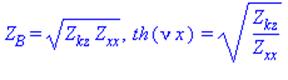 Z[B] = sqrt(Z[kz]*Z[xx]), th(nu*x) = sqrt(Z[kz]/Z[xx])