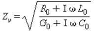 Z[v] = sqrt((R[0]+I*omega*L[0])/(G[0]+I*omega*C[0]))
