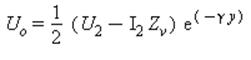 U[o] = 1/2*(U[2]-I[2]*Z[v])*exp(-gamma*y)