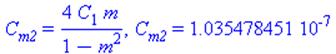 C[m2] = 4*C[1]*m/(1-m^2), C[m2] = 0.1035478451e-6