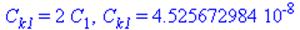 C[k1] = 2*C[1], C[k1] = 0.4525672984e-7