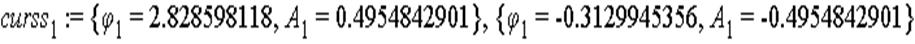 curss[1] := {phi[1] = 2.828598118, A[1] = .4954842901}, {phi[1] = -.3129945356, A[1] = -.4954842901}