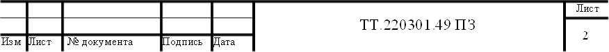 Лист,2,Изм.,Лист,№ документа,Подпись,Дата,ТТ.220301.49 ПЗ