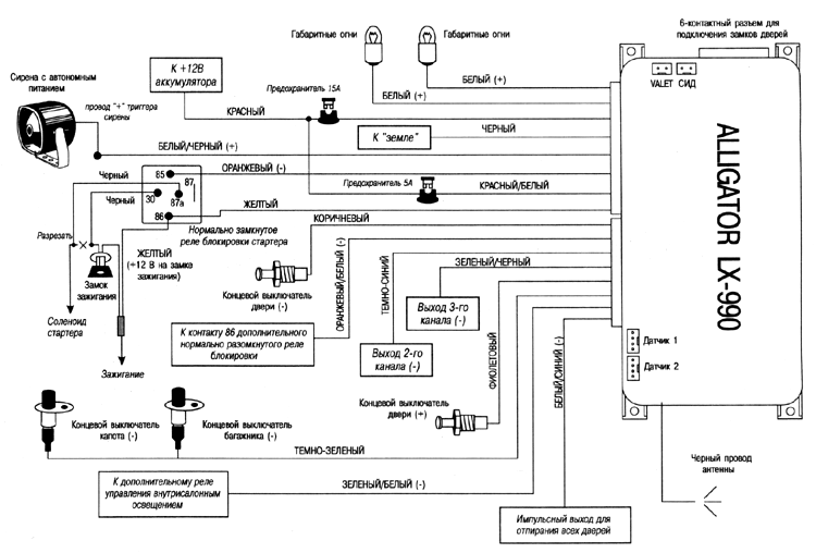 Схема подключения ALLIGATOR LX-990