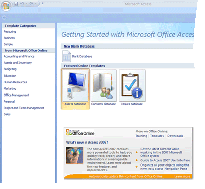 Страница «Приступая к работе с Microsoft Office Access».